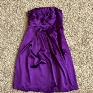 Purple satin sleeveless dress